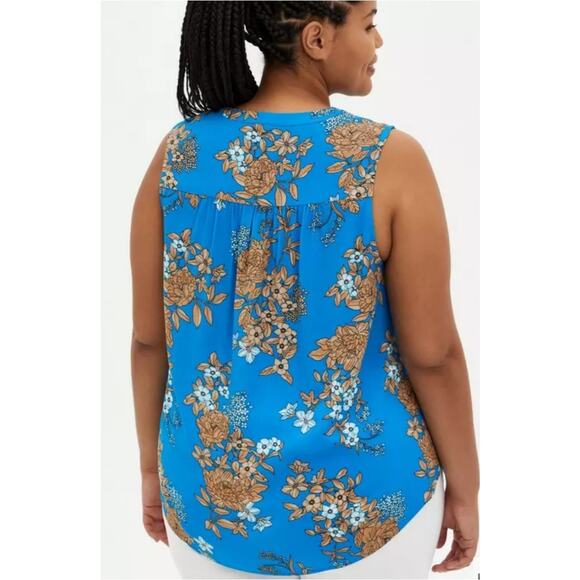 Torrid Crepe Tie-Front Floral Button-Up Sleeveless Top sz 3 - Picture 3 of 11